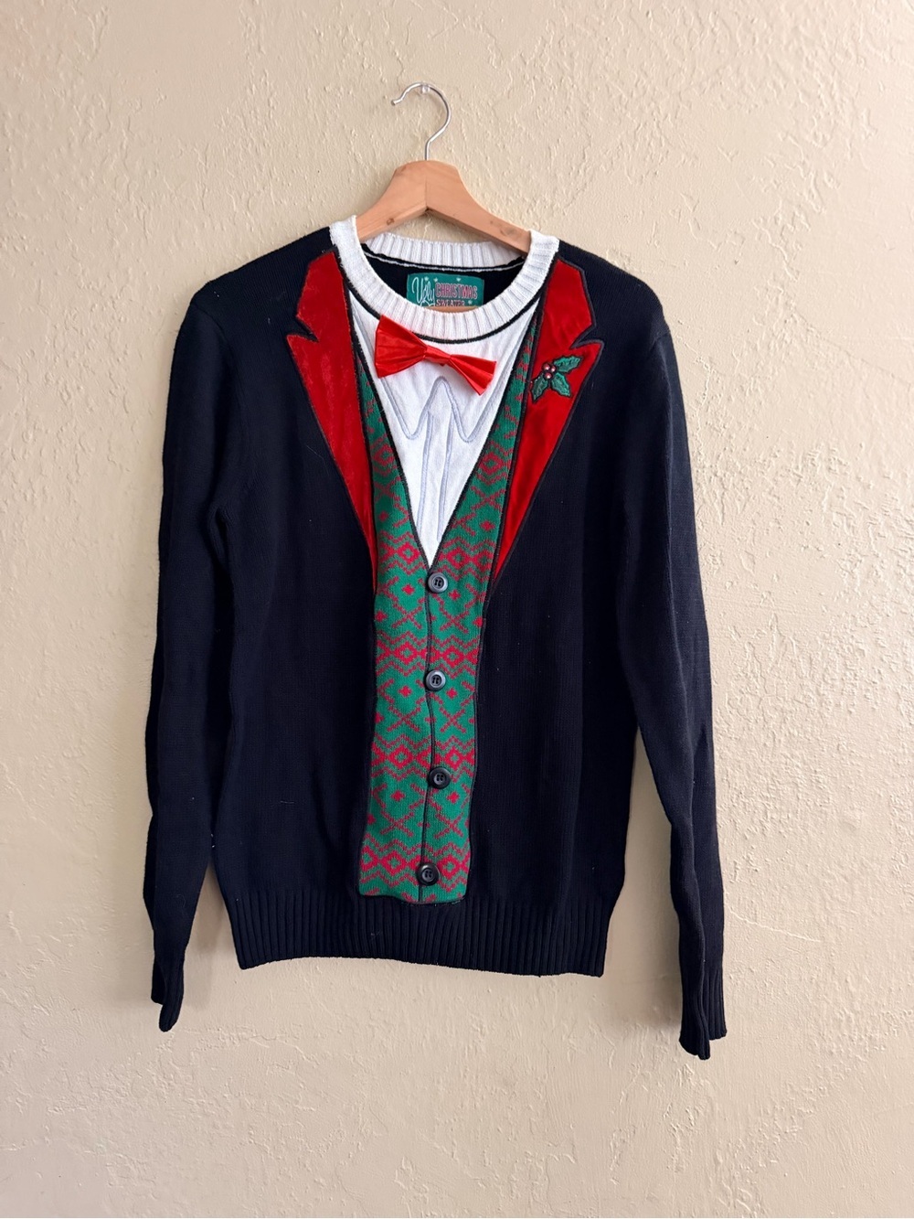 Ugly Christmas Sweater Men Crewneck in Black, Red, Green